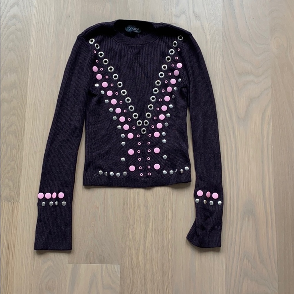Topshop Cropped Grommet Sweater